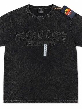 Sunsations Ocean City Maryland Acid Wash T-Shirt Black Mens Medium NWT Souvenir